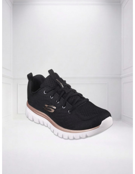 Sneakers Donna Skechers Nero Oro Comfort