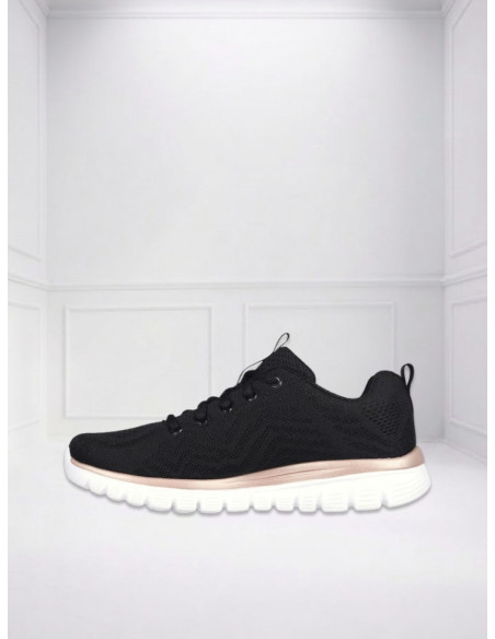 Sneakers Donna Skechers Nero Oro Comfort