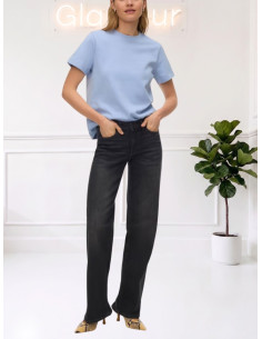 T-shirt donna in felpa di cotone azzurro cielo - VERO MODA