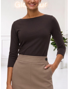 Vero Moda Top Basic Scollo a Barca Testa di Moro | Manica 3/4