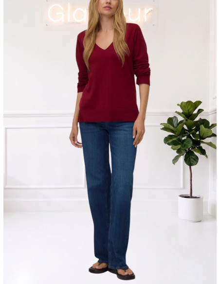 Maglioncino Donna Rosso Scollo a V - VERO MODA