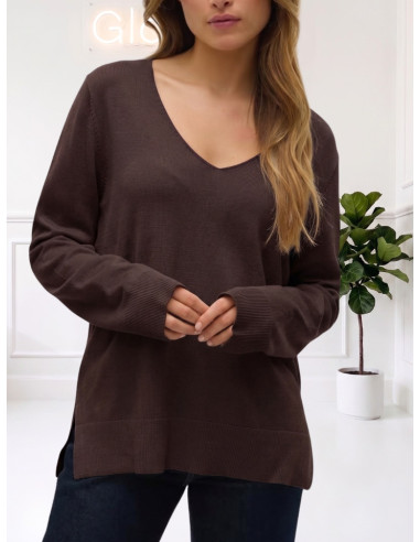 Maglioncino Donna Chocolate Scollo a V VERO MODA AI26/27