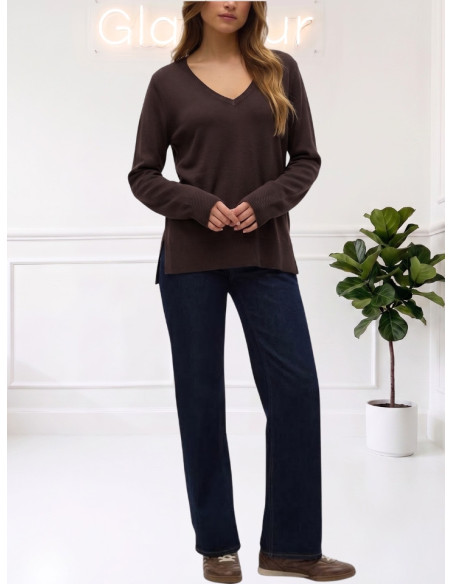 Maglioncino Donna Chocolate Scollo a V VERO MODA AI26/27