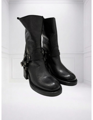 Bikers fibbie argento NERO