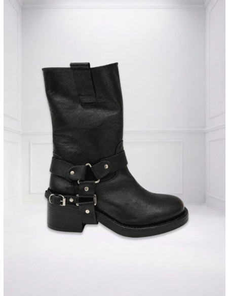Bikers fibbie argento NERO