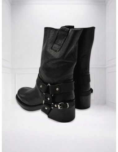 Bikers fibbie argento NERO