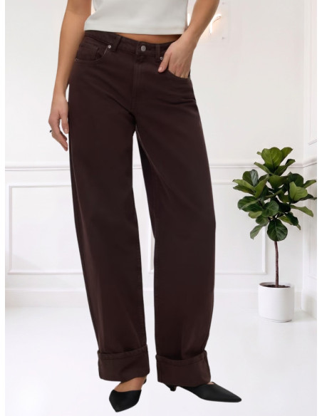 Jeans Barrel Donna Testa di Moro VERO MODA con Risvolto