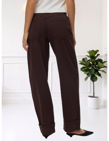 Jeans Barrel Donna Testa di Moro VERO MODA con Risvolto
