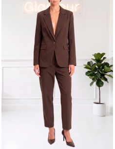 Giacca Blazer Monopetto in Punto Milano Testa di Moro -...