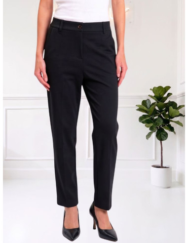 Pantalone Donna Punto Milano Nero con Cintura | Tensione In
