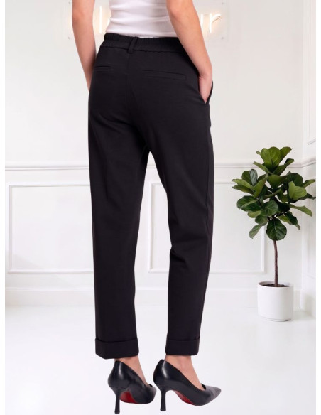 Pantalone Donna Punto Milano Nero con Cintura | Tensione In