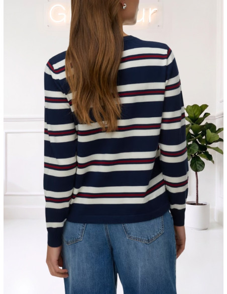 Maglioncino a Righe Donna VERO MODA Blu Panna Rosso | AI 26/27