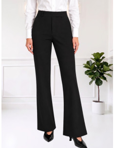 Pantalone Elegante a Zampa Nero Vita Alta | Zahjr