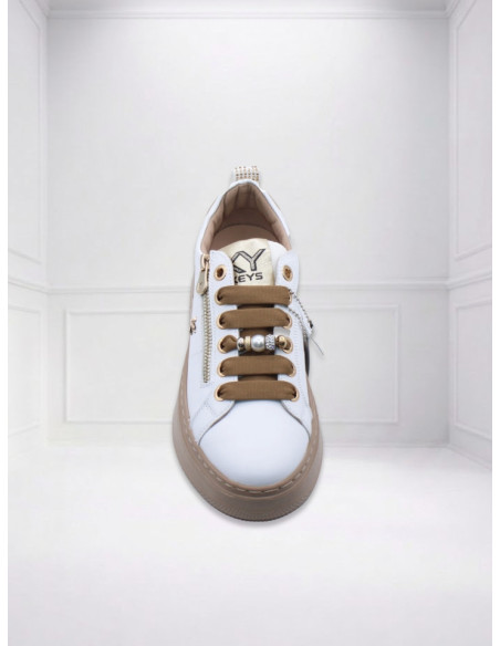 Sneakers Platform con Strass Bianco | Keys