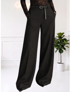 Pantapalazzo nero con cintura donna elegante
