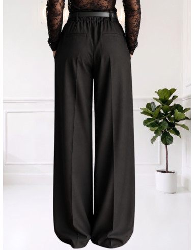 Pantapalazzo nero con cintura donna elegante