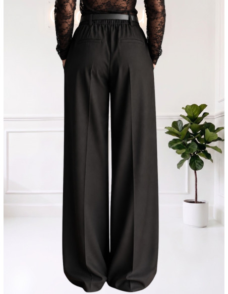 Pantapalazzo nero con cintura donna elegante