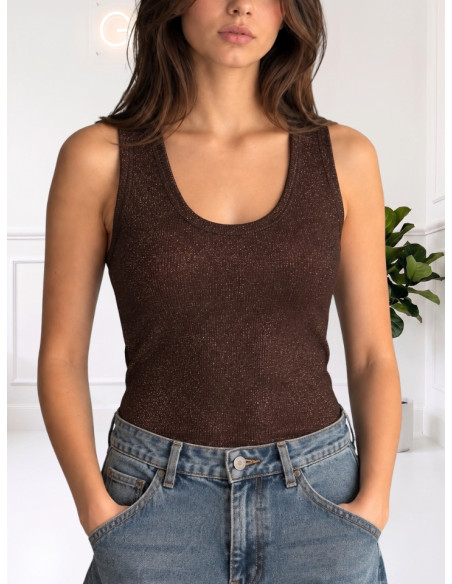 Canotta Lurex a Costine Moro Zahjr | Top Aderente Elegante