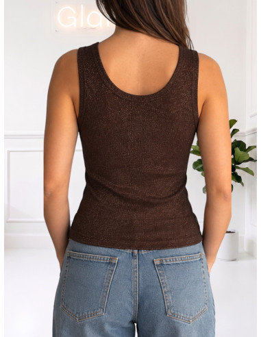 Canotta Lurex a Costine Moro Zahjr | Top Aderente Elegante