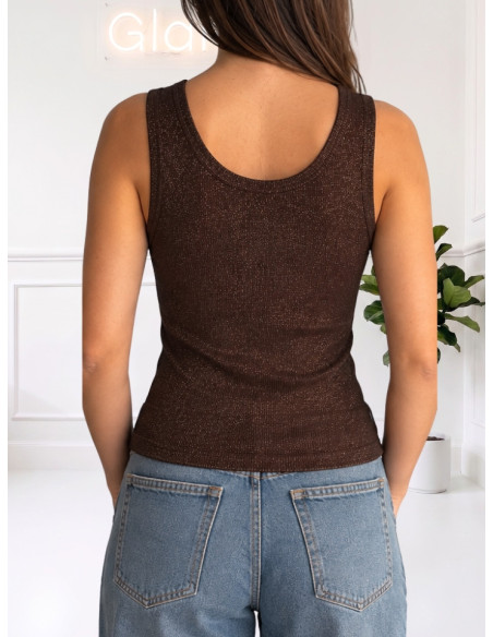 Canotta Lurex a Costine Moro Zahjr | Top Aderente Elegante