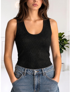 Canotta Lurex Nera a Costine Zahjr | Top Sparkling Elegante