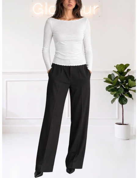 VERO MODA T-shirt Donna Scollo a Barca Manica Lunga avorio