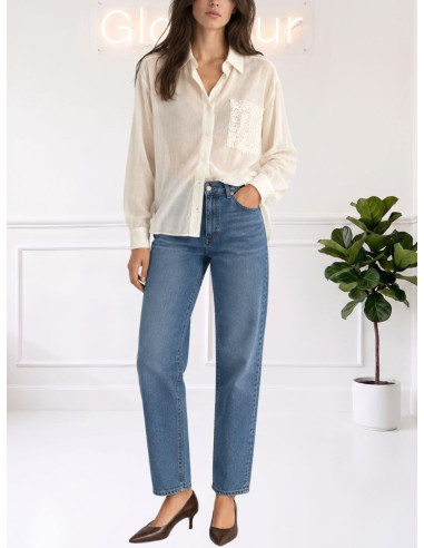 Camicia Donna Burro con Taschino Paillettes | Tensione In