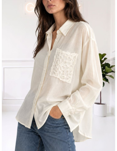 Camicia Donna Burro con Taschino Paillettes | Tensione In