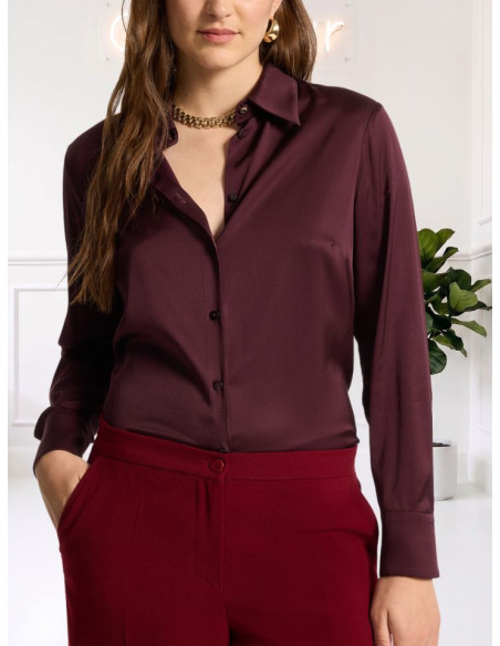 Elena Mirò Camicia Donna Raso Viscosa Bordeaux | Satin