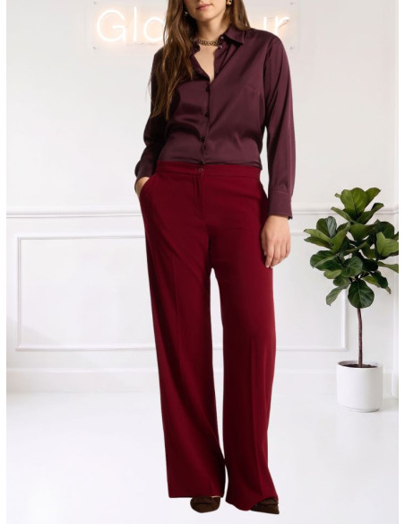Elena Mirò Camicia Donna Raso Viscosa Bordeaux | Satin