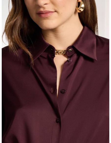 Elena Mirò Camicia Donna Raso Viscosa Bordeaux | Satin