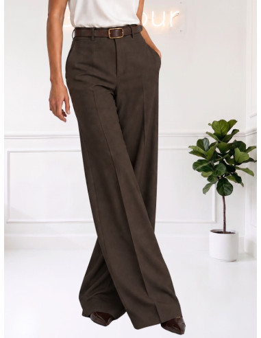 Motel Pantalone Donna Moro Gamba Ampia con Cintura