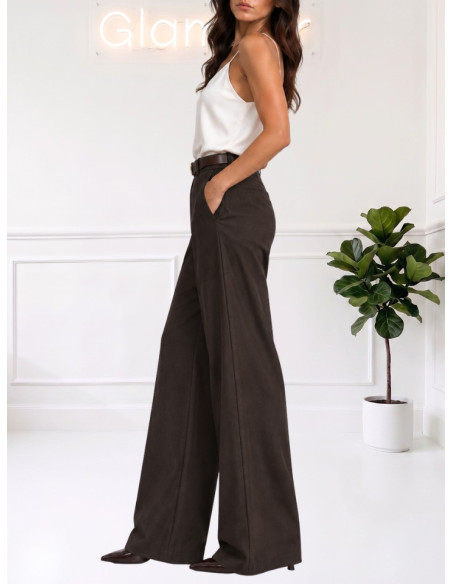 Motel Pantalone Donna Moro Gamba Ampia con Cintura