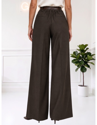 Motel Pantalone Donna Moro Gamba Ampia con Cintura