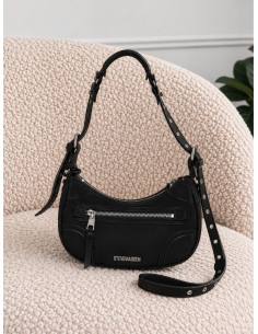 Steve Madden Bglowins Borsa Nera a Spalla con Argento