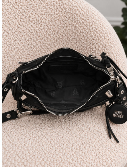 Steve Madden Bglowins Borsa Nera a Spalla con Argento