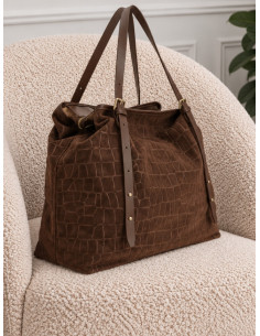 Tote bag grande in effetto suede stampa cocco TMORO NM110