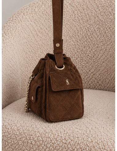 Steve Madden BMICKI Borsa Chocolate Oro Effetto Suede