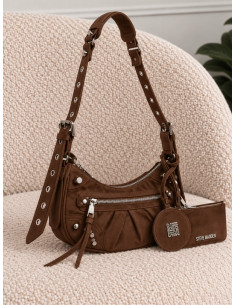Bglowins Borsa a Spalla chocolate con Dettagli Argento -...