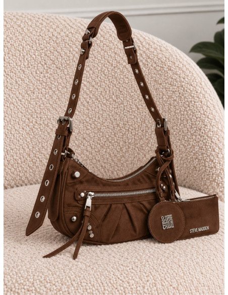 Steve Madden Bglowins Borsa Chocolate Argento a Spalla
