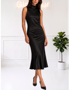 Abito smanicato satin NERO