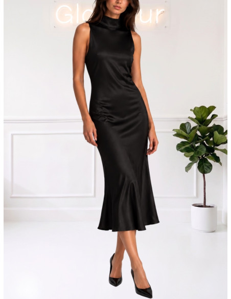 Motel Abito Satin Nero con Fiocco Donna | FB806A22R