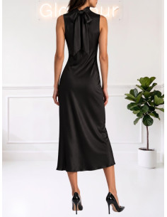 Abito smanicato satin NERO