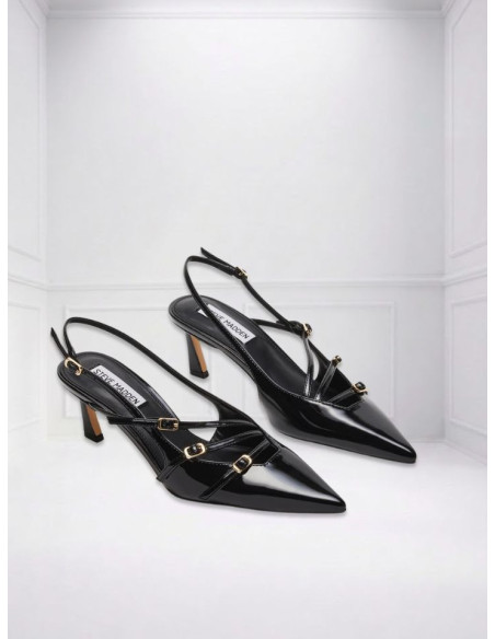 Décolleté Slingback Nero Vernice Tacco 6 Steve Madden