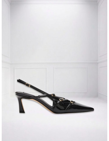 Décolleté Slingback Nero Vernice Tacco 6 Steve Madden