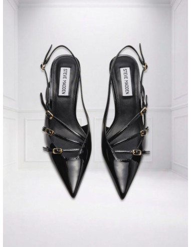 Décolleté Slingback Nero Vernice Tacco 6 Steve Madden