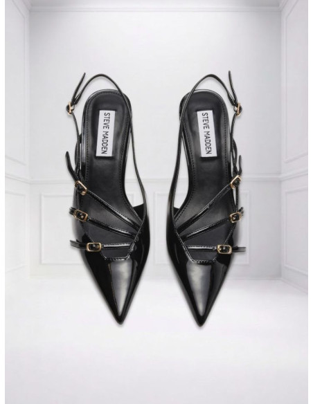 Décolleté Slingback Nero Vernice Tacco 6 Steve Madden