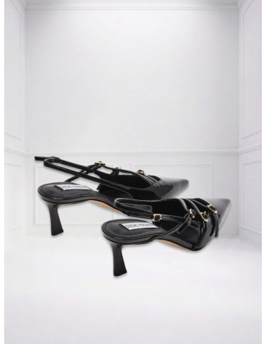 Décolleté Slingback Nero Vernice Tacco 6 Steve Madden