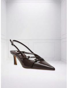 Slingback punta multicinturini vernice MORO