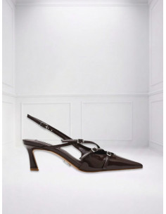 Slingback punta multicinturini vernice MORO